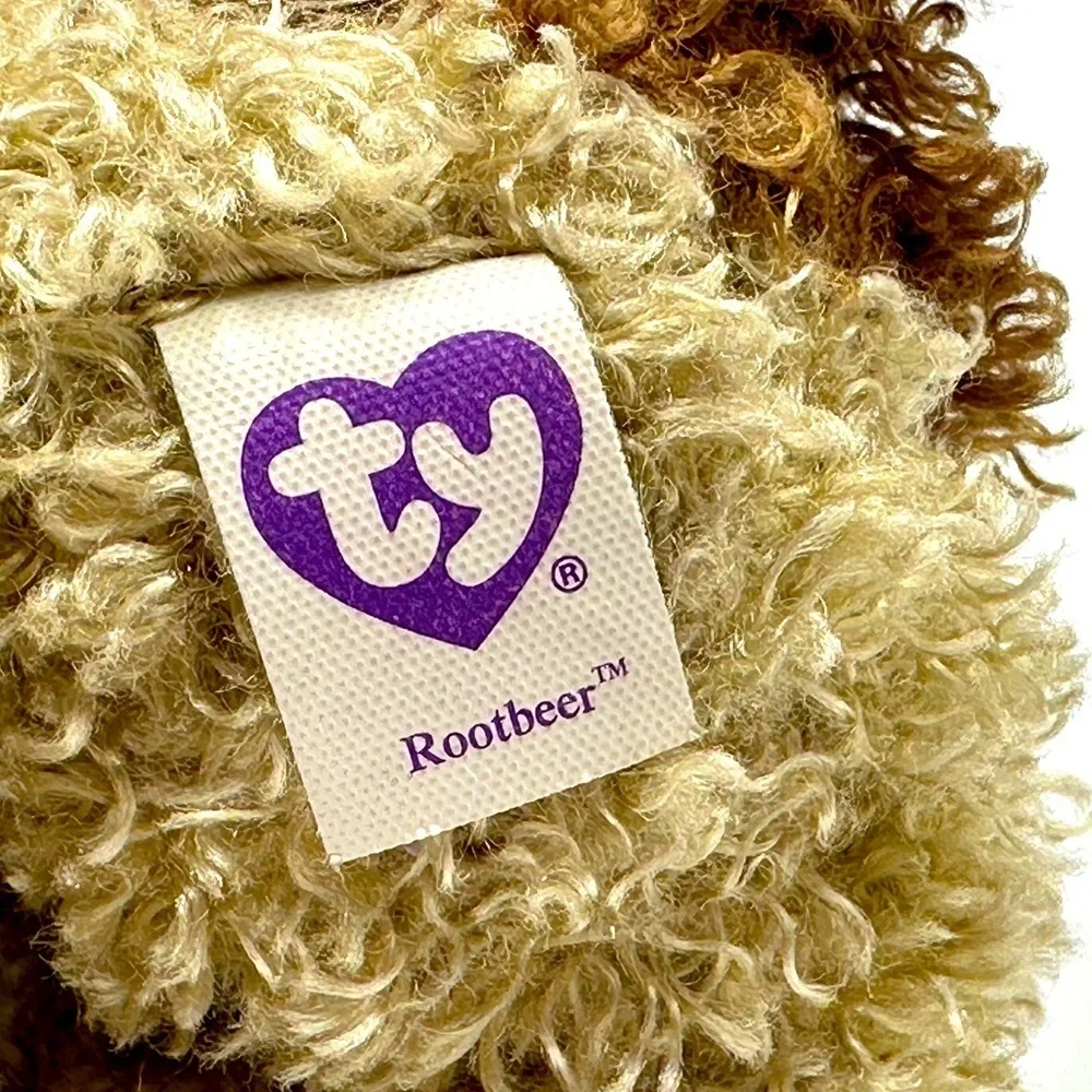 TY Beanie Boos ROOTBEER the Brown‎ Dog Glitter Eyes Regular 6”